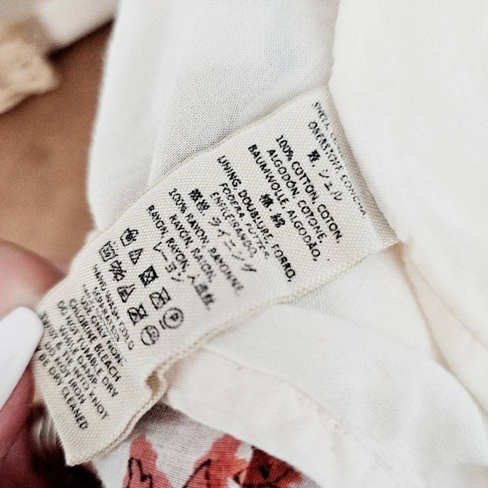 Free People Oh Baby Floral Mini Dress Swing Fully Lined White Cotton Smocked XS - Picture 16 of 16